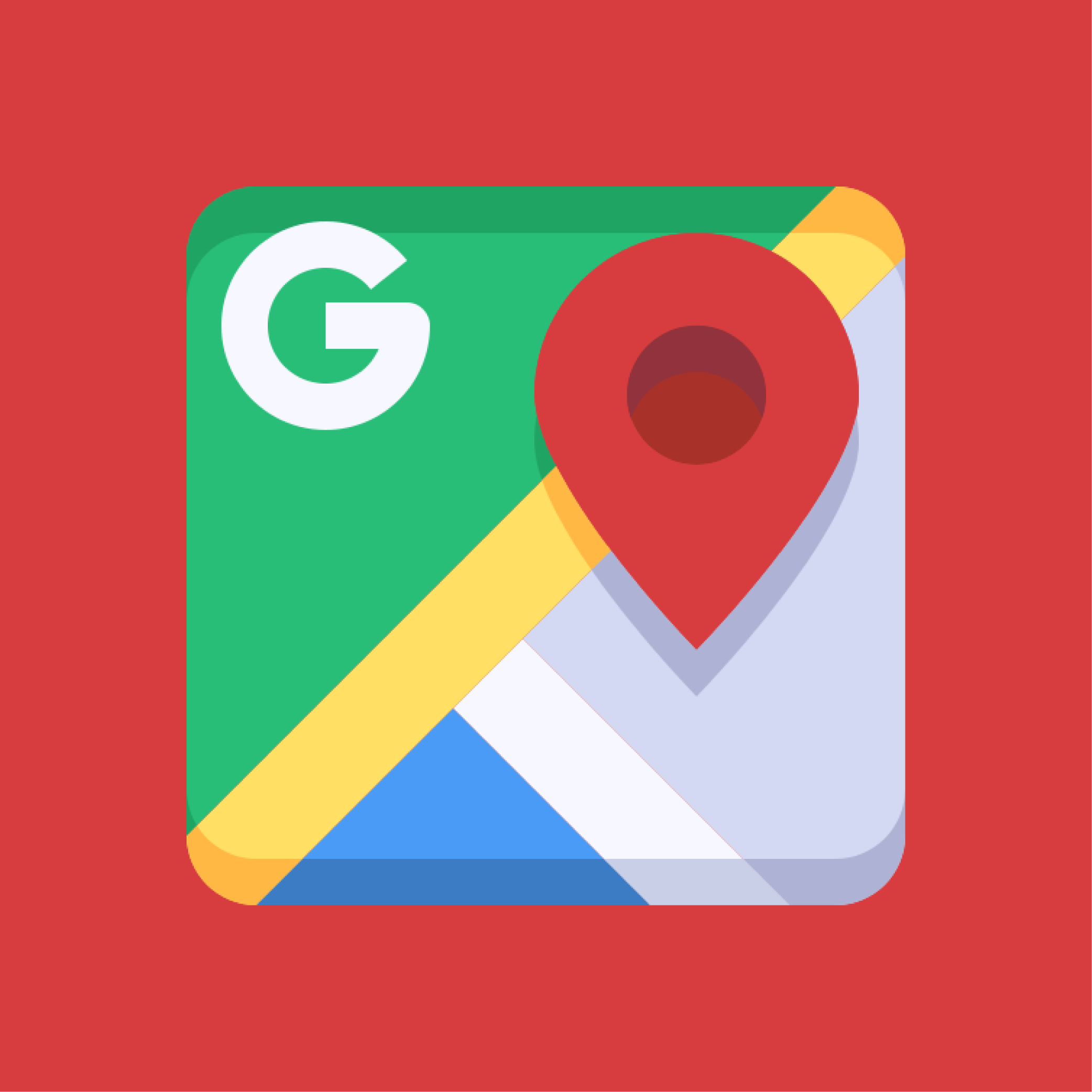Google Maps icon on a red background
