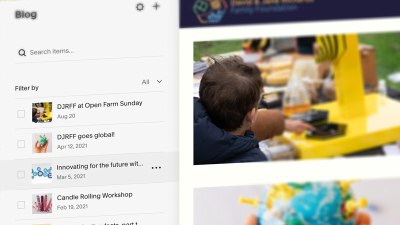 A screenshot of the Squarespace blog back end