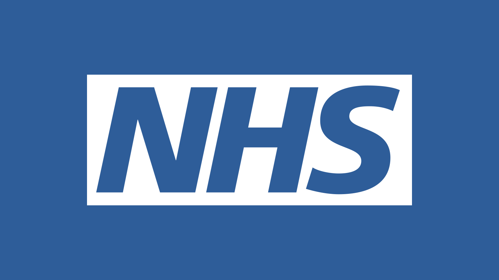 The NHS logo in a white box on a blue background