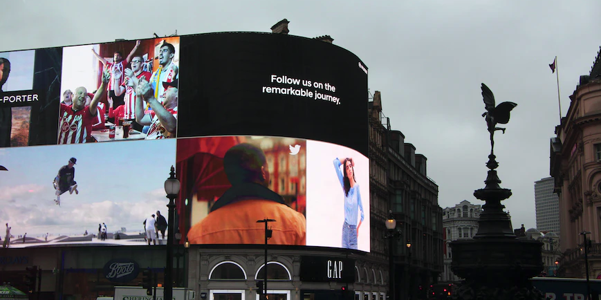 A photograph of London bilboards
