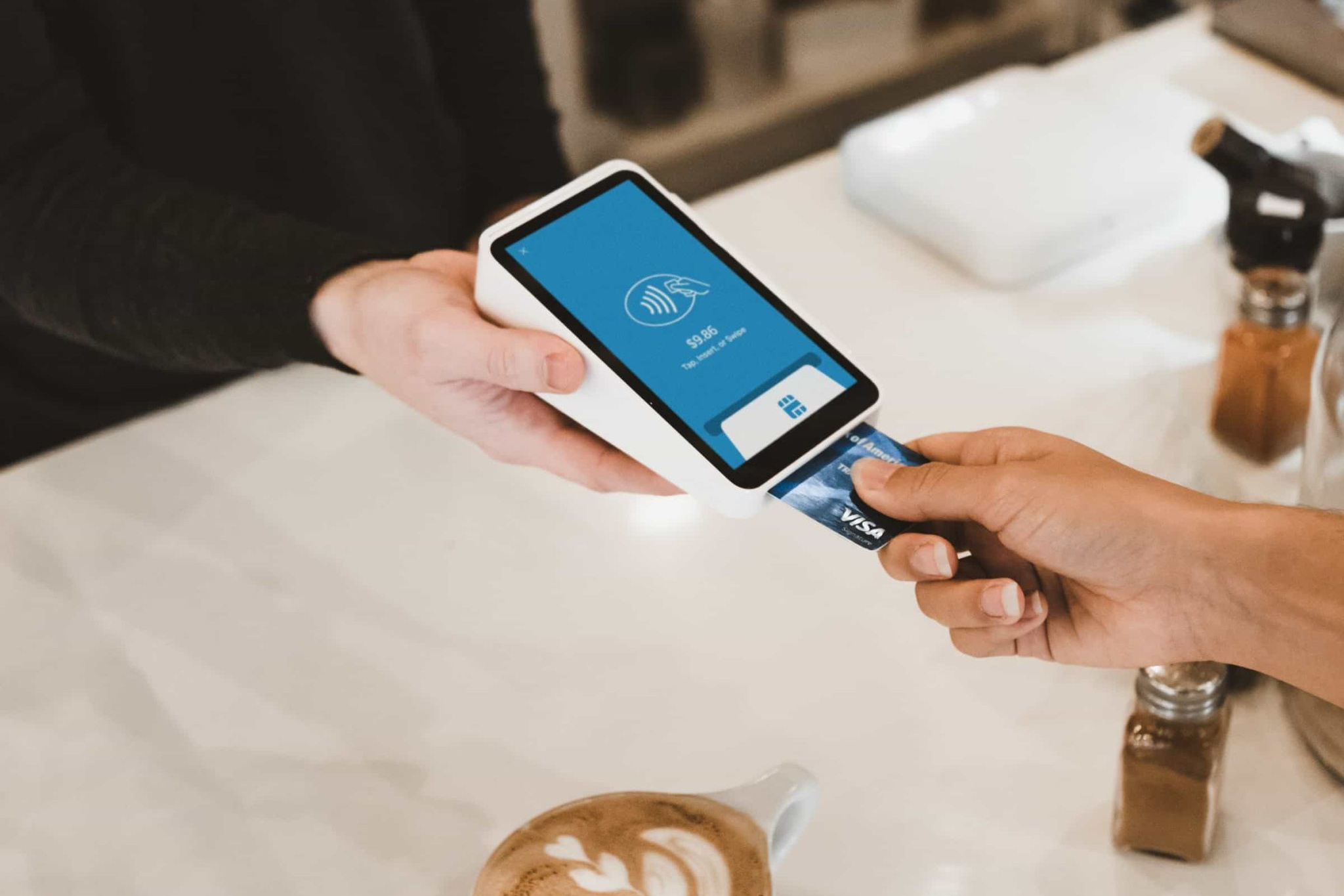 A Card Purchase for Coffee Using a Card Reader